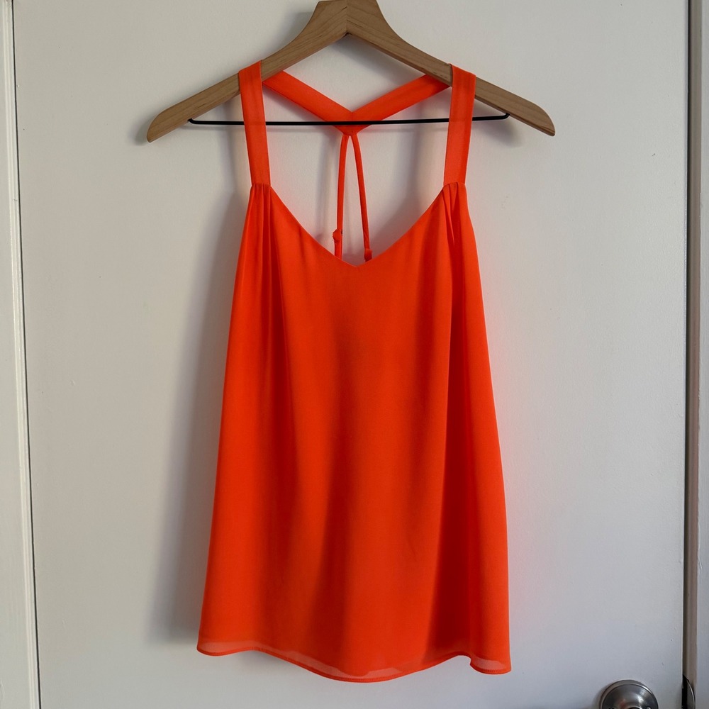 Naked Zebra 
Orange Chiffon T-Strap Cami Small Festival Fairycore Party